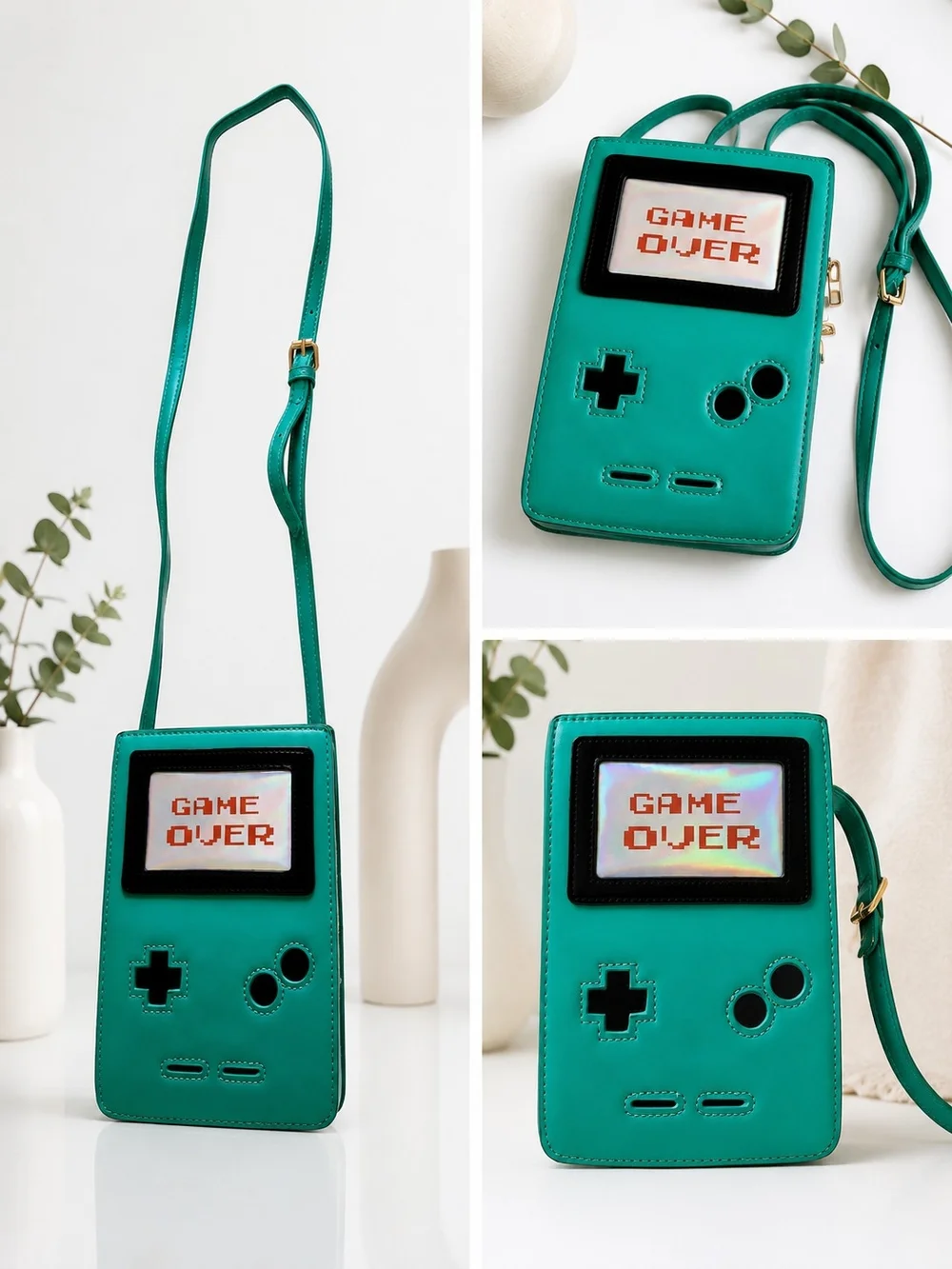 Teal Game Console Crossbody Bag with Adjustable Strap